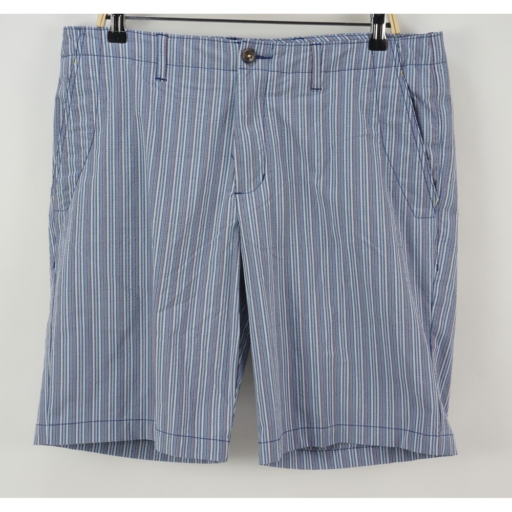 Tommy Bahama Island Zone Performance Seersucker Men 35 Blue Striped Chino Shorts